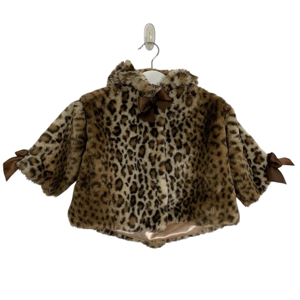 Bearington Baby Collection Faux Fur Animal Print Jacket Size 6-12 Mos Tail Coat